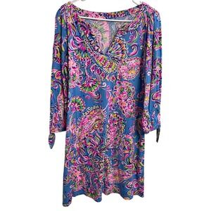 Lilly Pulitzer Cath Mermaid Grotto Seahorse Cotton Dress Coastal Resort Size L
